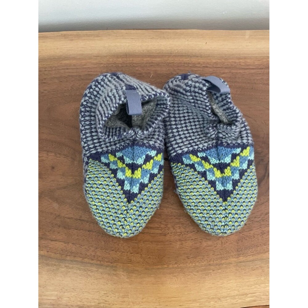 Bombas Gripper Slipper Lined YOUTH 11-13 Blue Green Merino Wool Blend